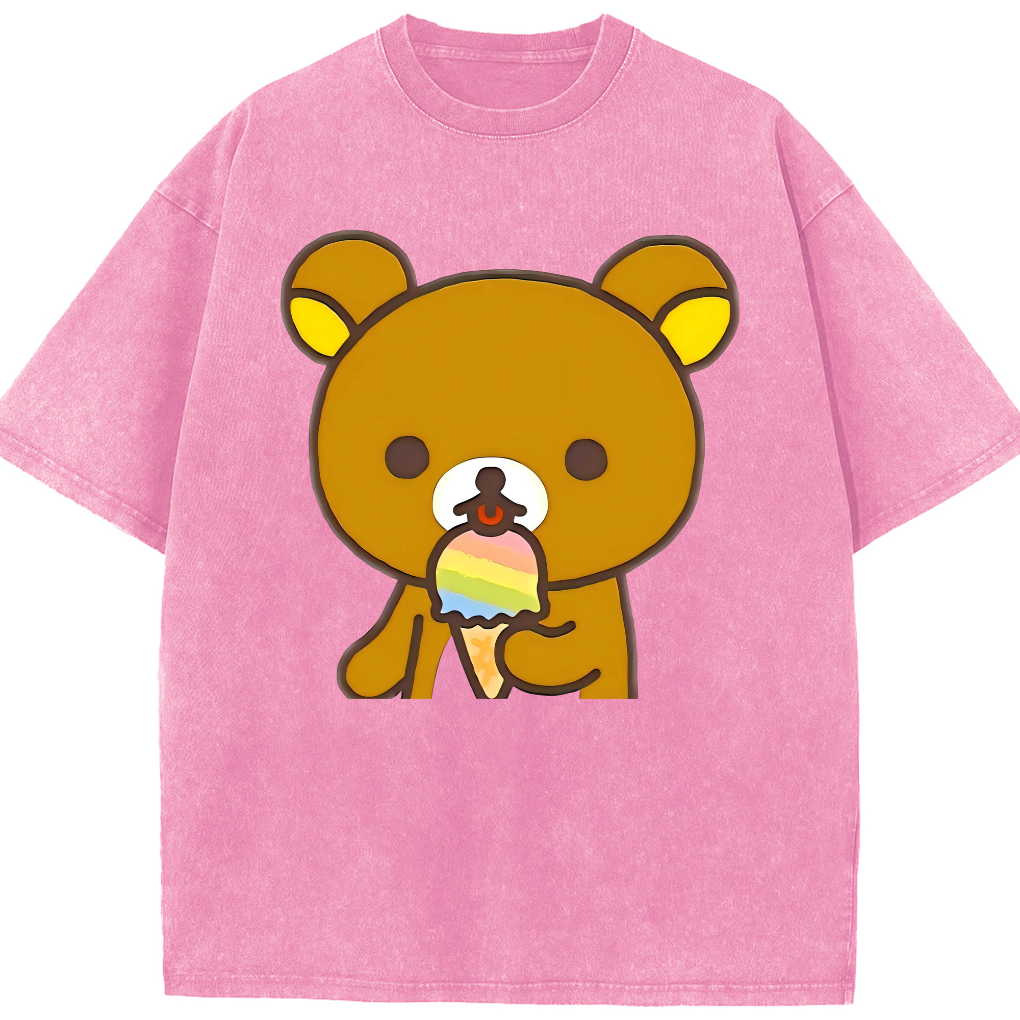 （画像用） リラックマ リラックマ キイロイトリ Rilakkuma Korilakkuma Kiiroitori 綿100% ヴィンテージ風 半袖Tシャツ（フロントプリント）